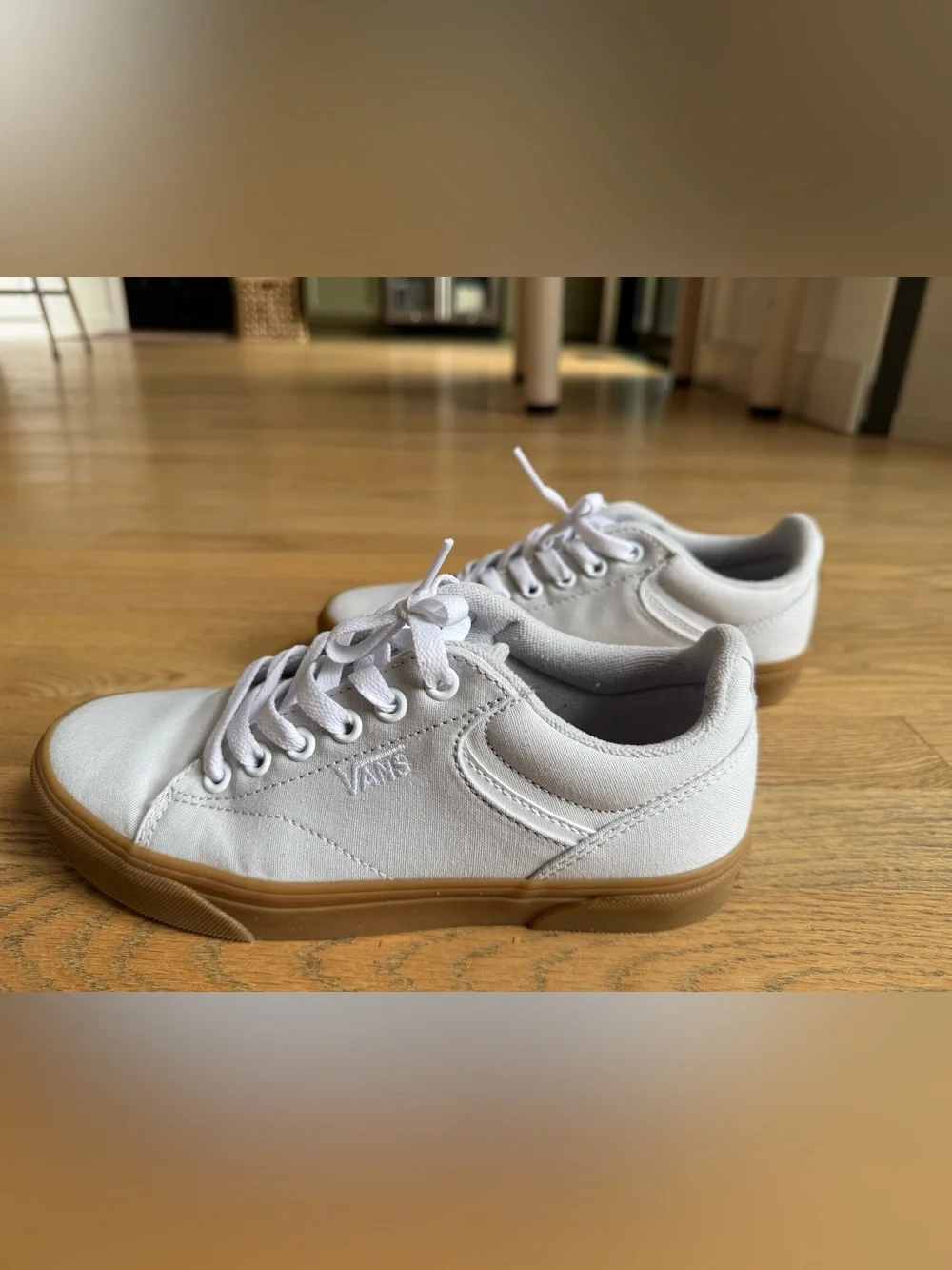 Vans Low-Top Sneakers in Light Gray and Gum